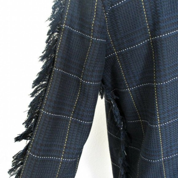 H&M | Plaid Knit Fringe Long Sleeve Blouse - Picture 2 of 8